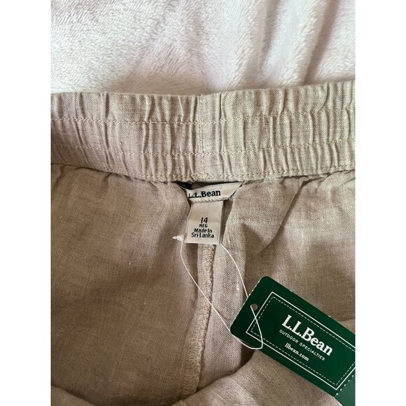L.L.Bean Womens Linen Wide-Leg Pants 14 Regular Drawstring Casual Outdoor New - Picture 6 of 11